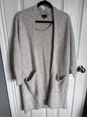 Line Knitwear Oversized Open Cardigan Duster Sweater Waffle Knit Pocket XS S